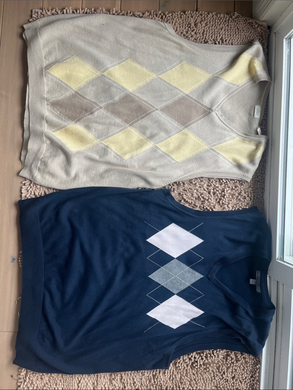Old Navy Men's Argyle Sweater Vests - Navy & Cream with Yellow Accents